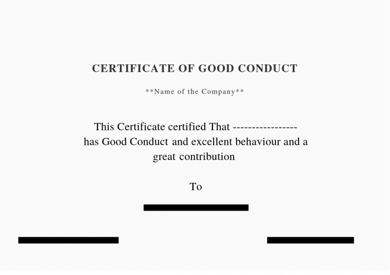 ? Free Printable Certificate of Good Conduct Templates? Certificate Of