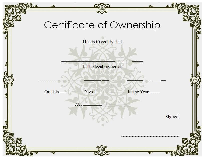 Certificate of Ownership Template 7 Certificate Of