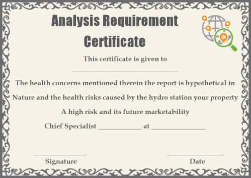 Certificate of Analysis Requirements