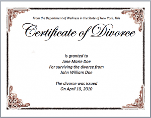 Divorce Certificate Sample