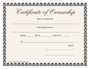 Certificate of Ownership House 