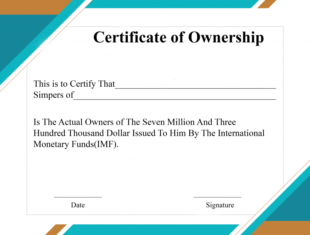 ️5+ Free Sample of Certificate of Ownership form Template ️