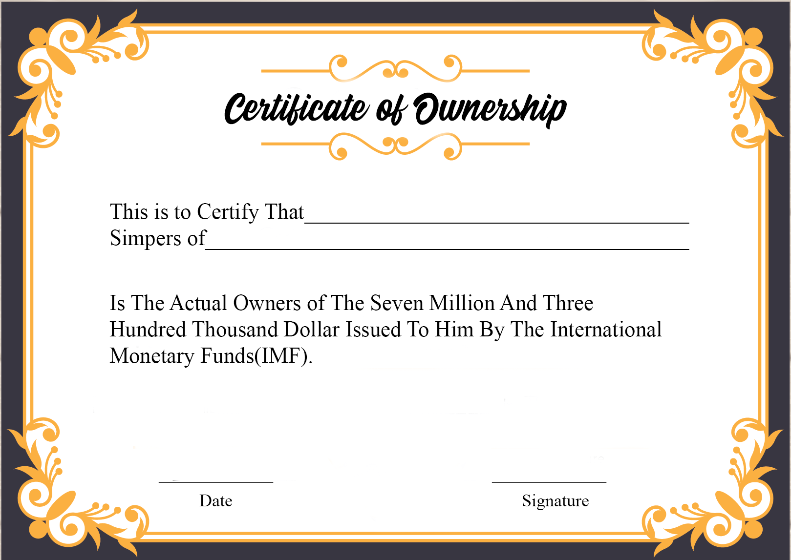 ❤️23+ Free Sample of Certificate of Ownership form Template❤️ Within Ownership Certificate Template
