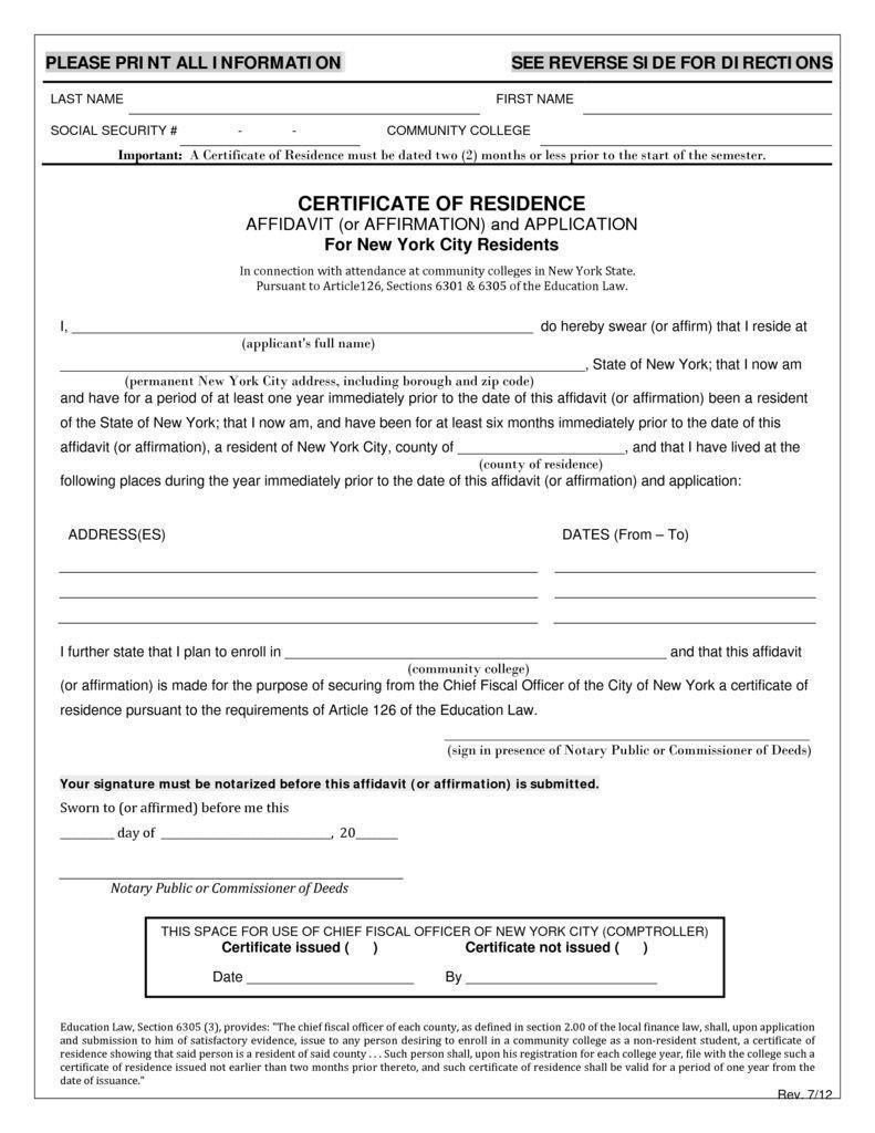IRS Certificate of Residency 