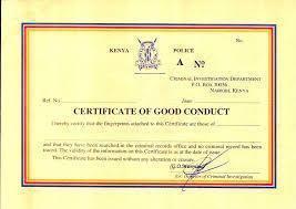 Certificate of Good Conduct Application Form