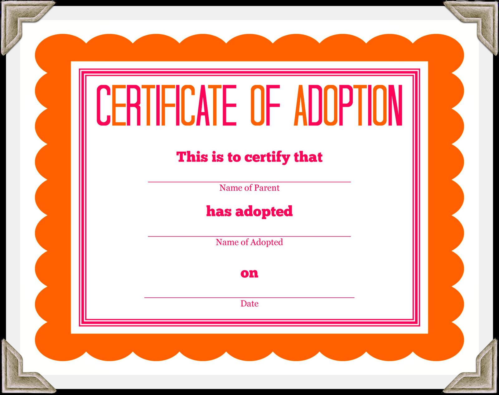 Certificate of Adoption TemplateÂ 