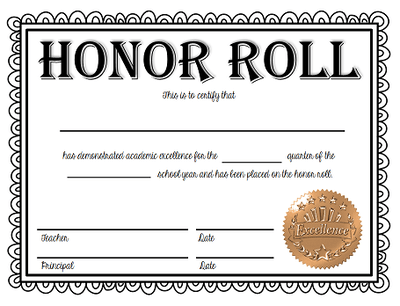 Certificate of HonorÂ Roll