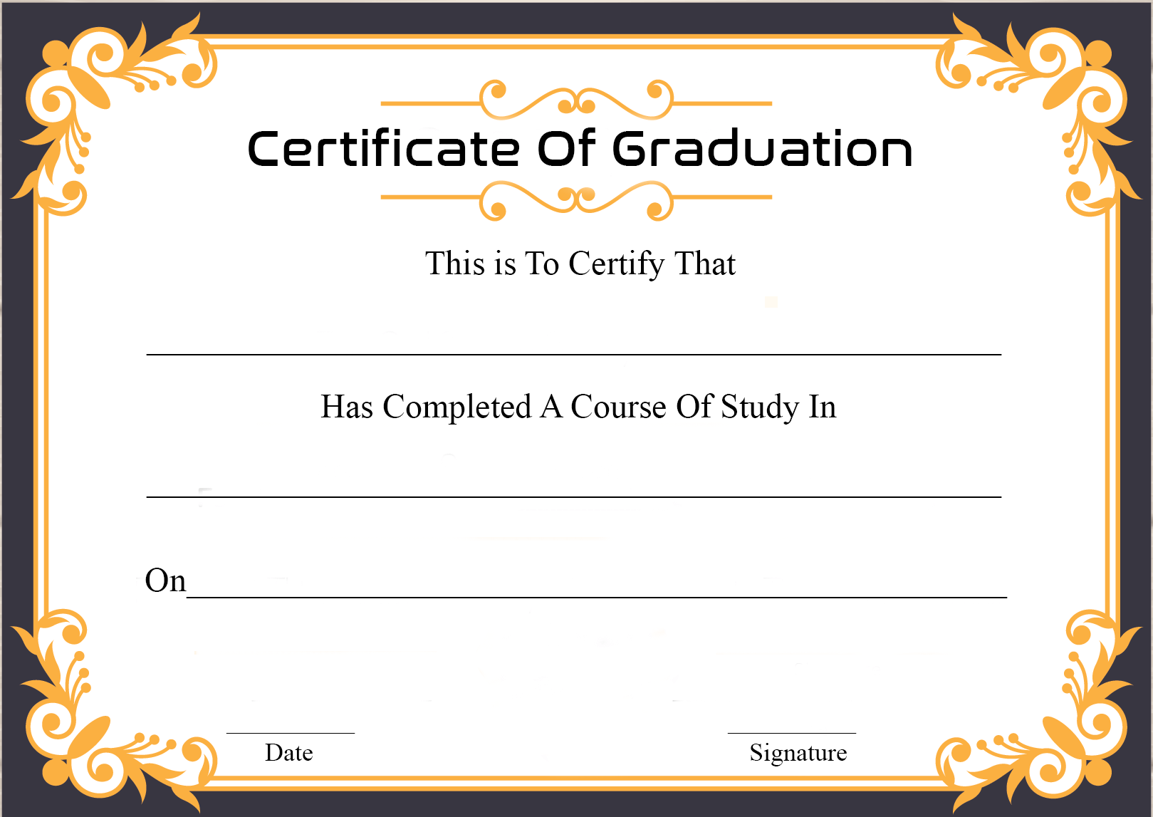 Certificate Of Graduation Sample