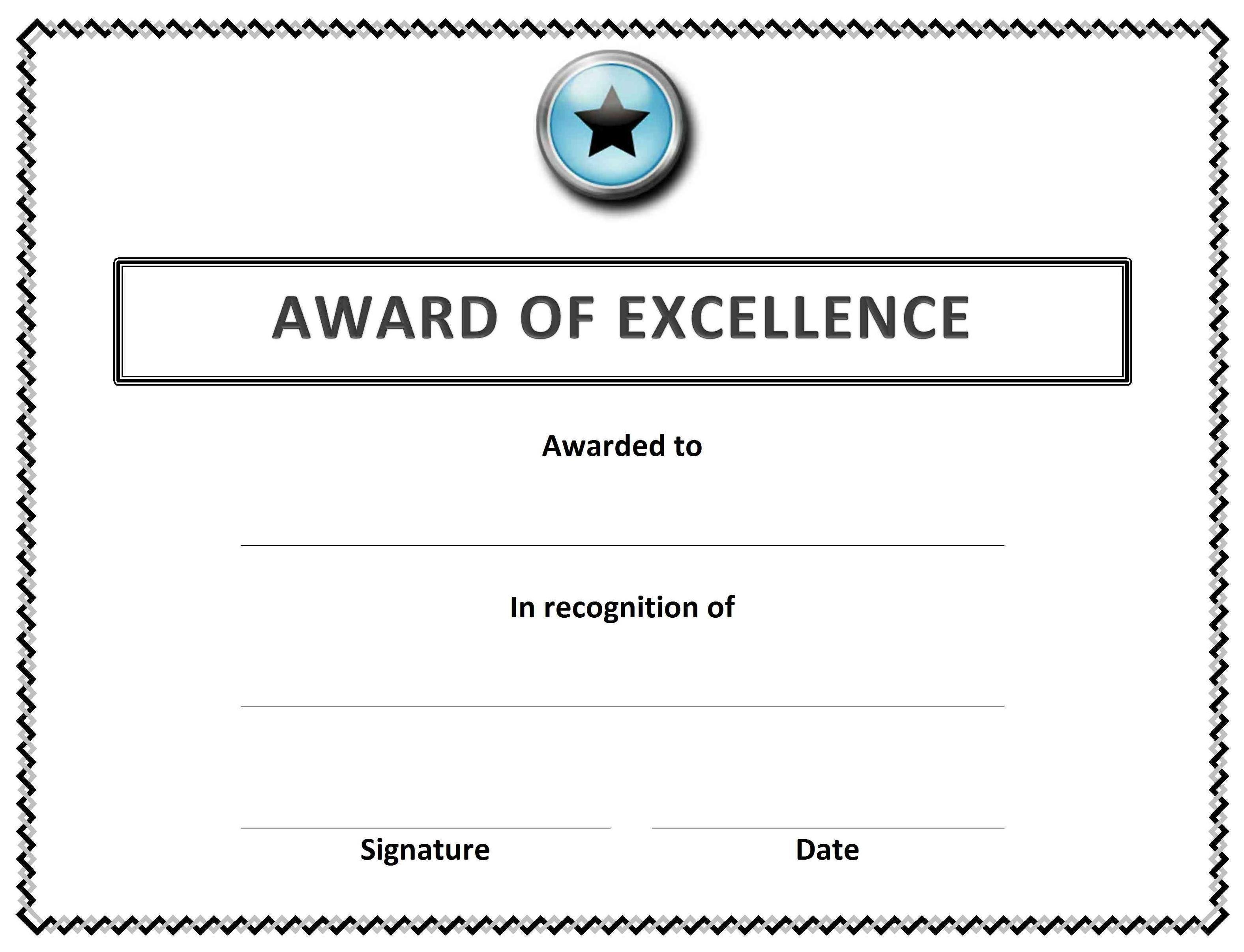 Award Certificate Template Word