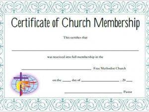 Certificate of Membership Church
