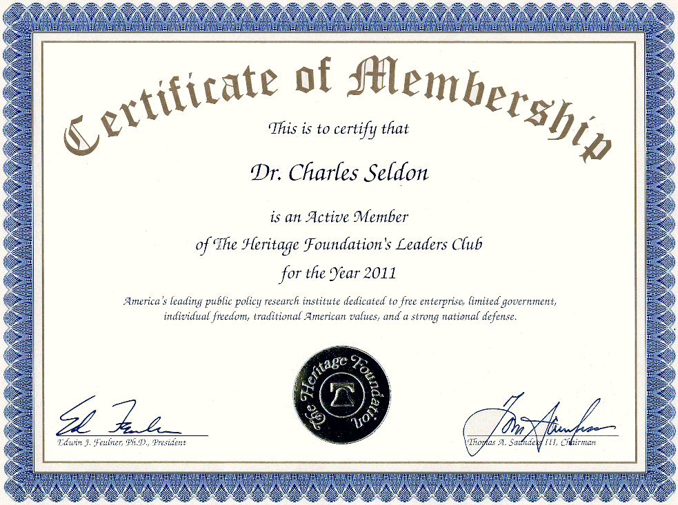 Certificate of Membership Wording