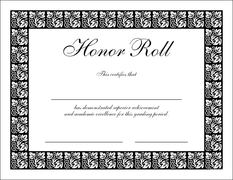 Certificate of Honor Sample