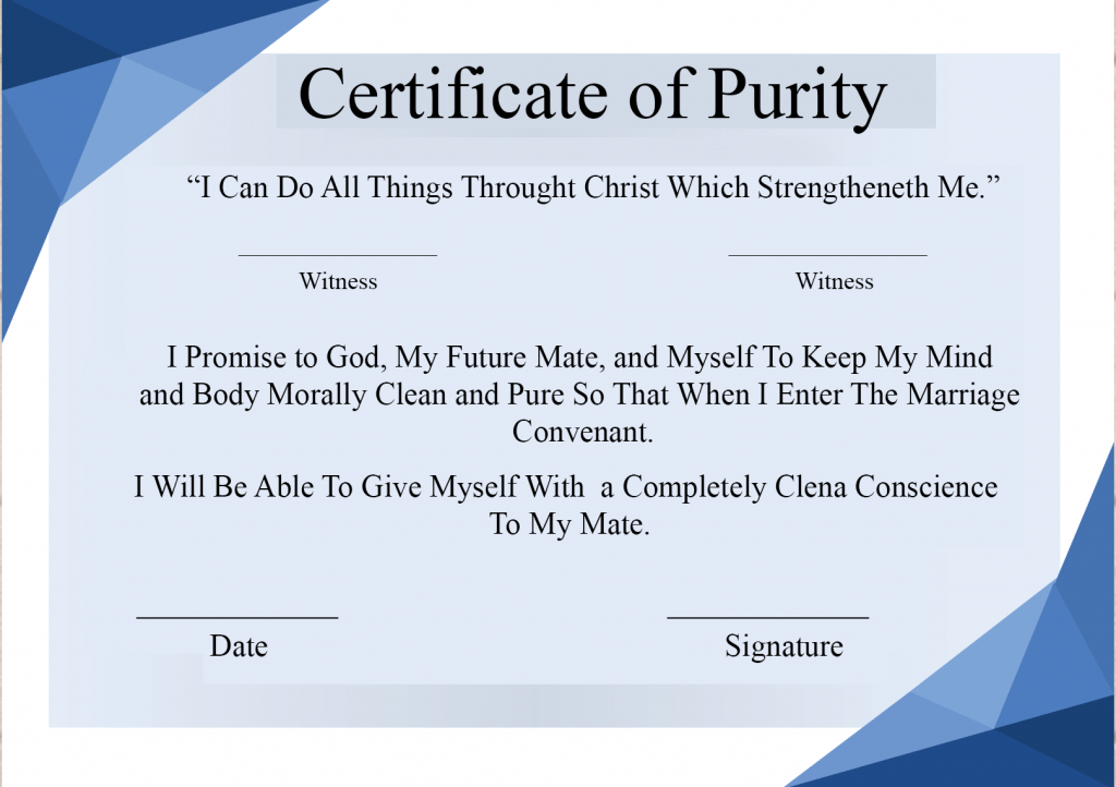 Certificate Of Virginity Template