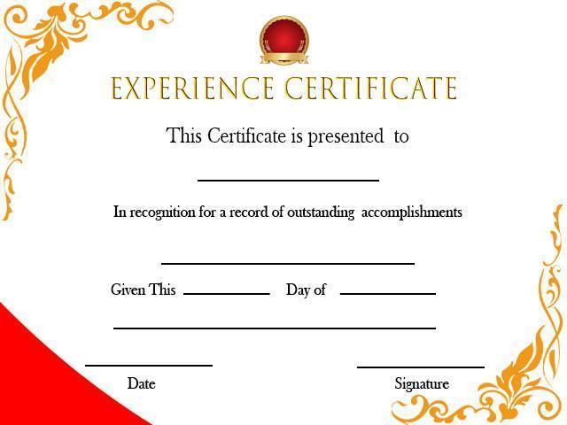 Experience Certificate For Job