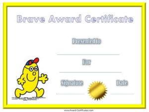 Certificate Of Bravery For Children 2022