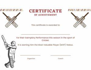 Cricket Certificate Template Image